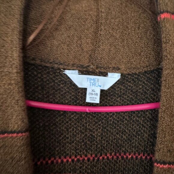 New Time and Tru Women's Open Front Cardigan Sweater with Long Sleeves - Picture 4 of 5